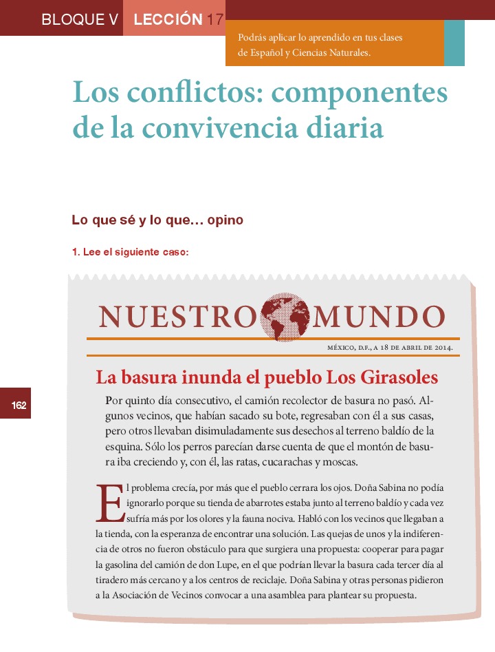 Los conflictos: componentes de la convivencia diaria - Formación Cívica y Ética 6to Bloque 5 2014-2015