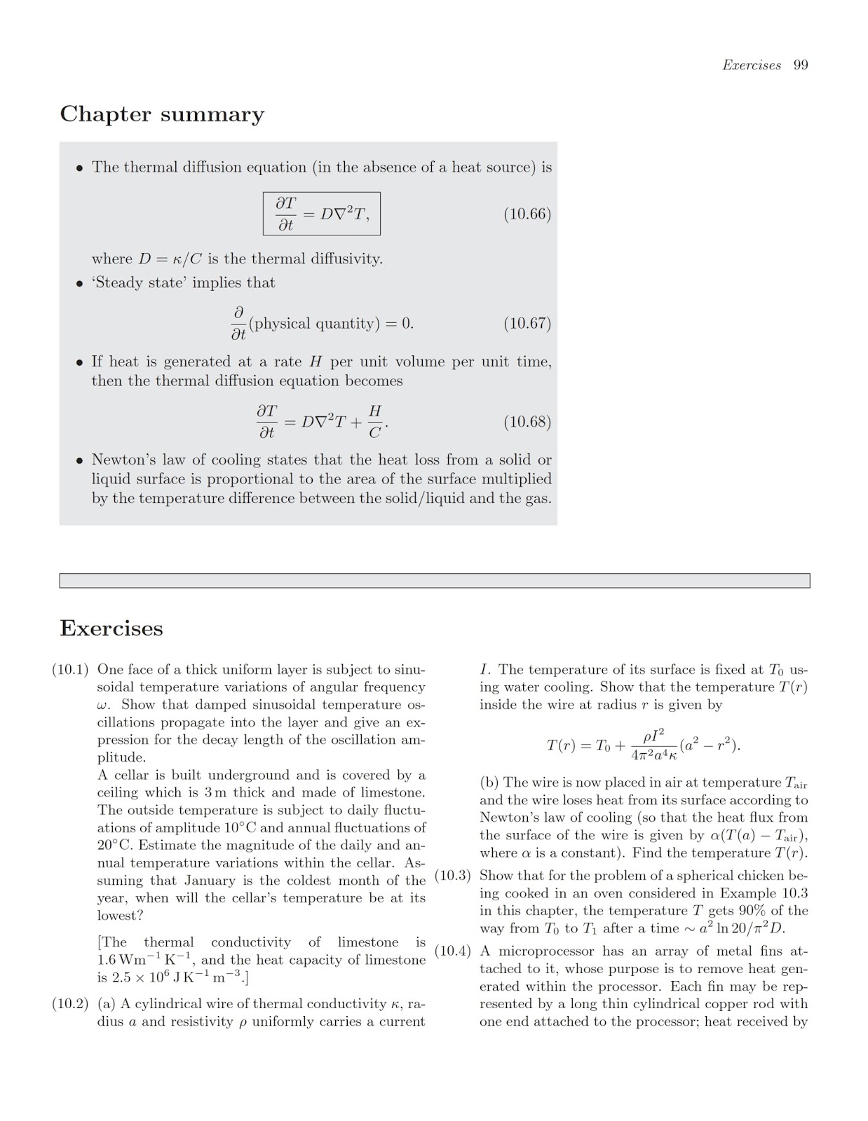 Tópicos de Física Moderna cap 10 The thermal diffusion equation