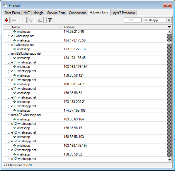 ip whatsapp dari dns cache mikrotik