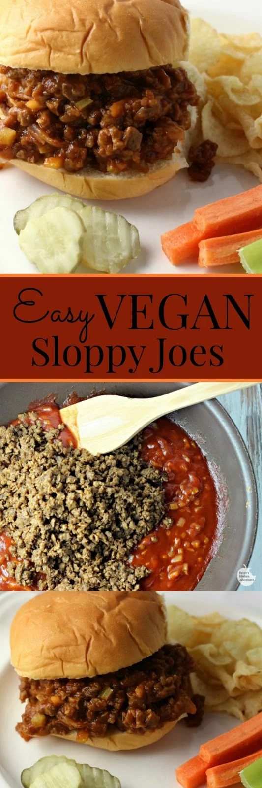 Easy Meatless Sloppy Joes | by Renee's Kitchen Adventures - quick easy meatless dinner or lunch recipe for a from-scratch vegan/vegetarian Sloppy Joes #ad