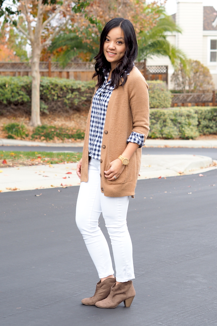 wearing white jeans in winter