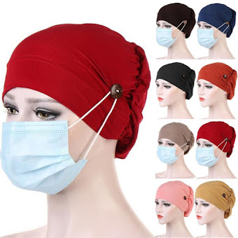 Medical Hat With Buttons to Hold Mask