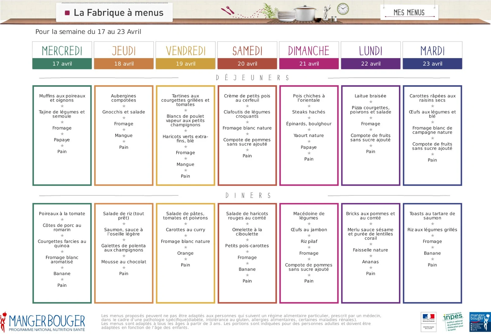 exemple de menu pour 6 personnes