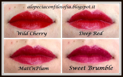 lavera, wild cherry, deep red, matt'n'plum, sweet brumble, kiss me deadly, alopeciaconfilosofia