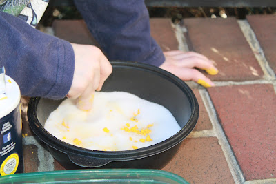 Grind up salt and chalk to make colored sand for sand art.