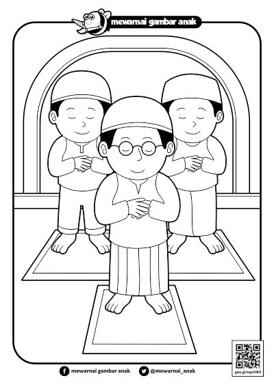 Mewarnai Gambar Anak: Mewarnai Gambar Sholat Berjamaah Di 