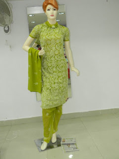 Lucknowi Chikan Green Stitched Cotton Suit