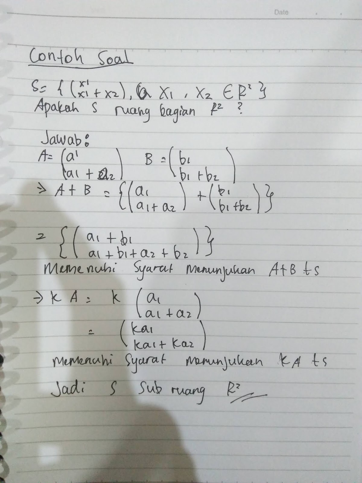 Contoh Soal Basis Dan Dimensi Tugas Kelompok