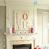 Valentine's red and white mantel 2015