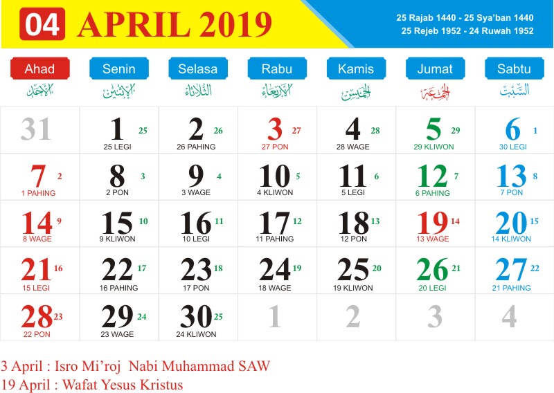 Kalender togel april 2019