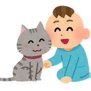 赤ちゃんと猫のイラスト