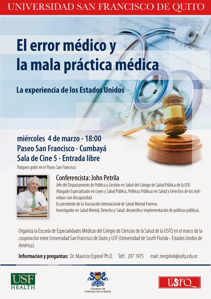 El Colegio de Ciencias de la Salud invita a la conferencia internacional: El error médico y la mala práctica médica,4 de Marzo