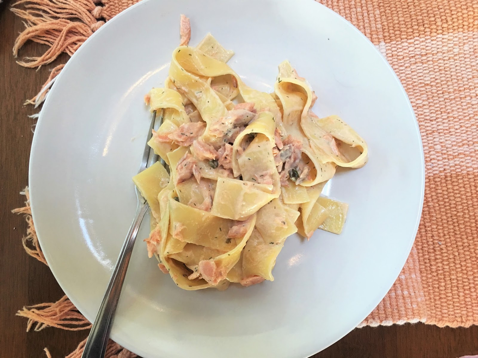 Pappardelle Noodles with Smoked Salmon, Dill and Capers mysavoryspoon
