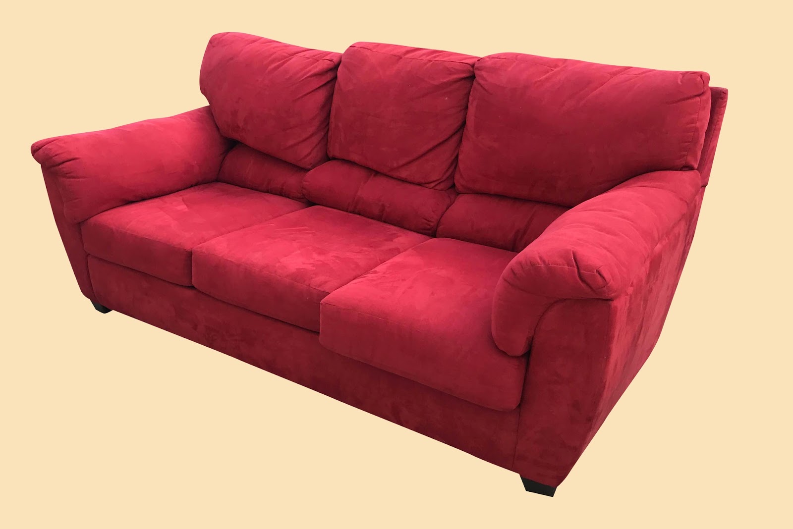 Uhuru Furniture & Collectibles Red Microfiber Sofa 225 SOLD