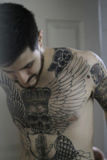 Horror tatuagem no peito para homens