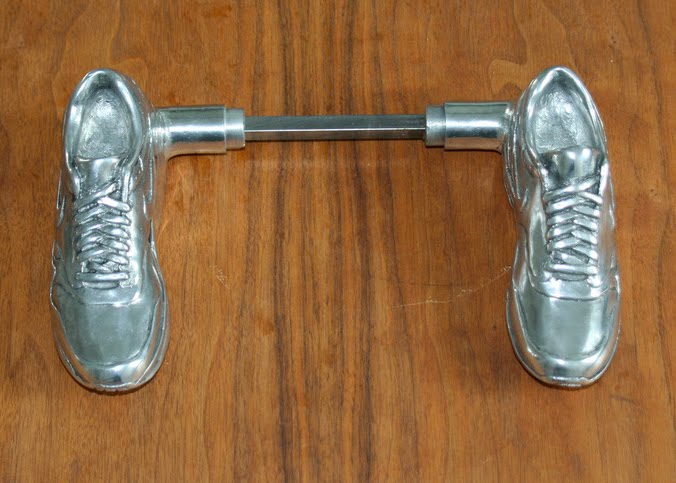 door handles shaped like sneakers