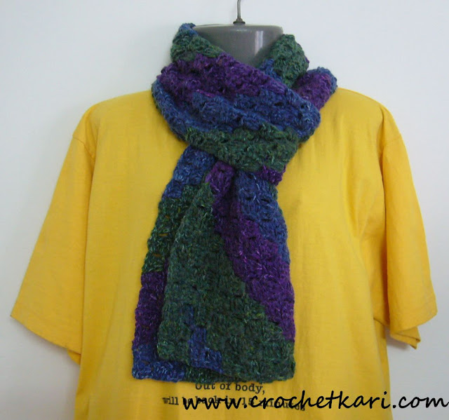 Crochet C2C scarf variegated yarn