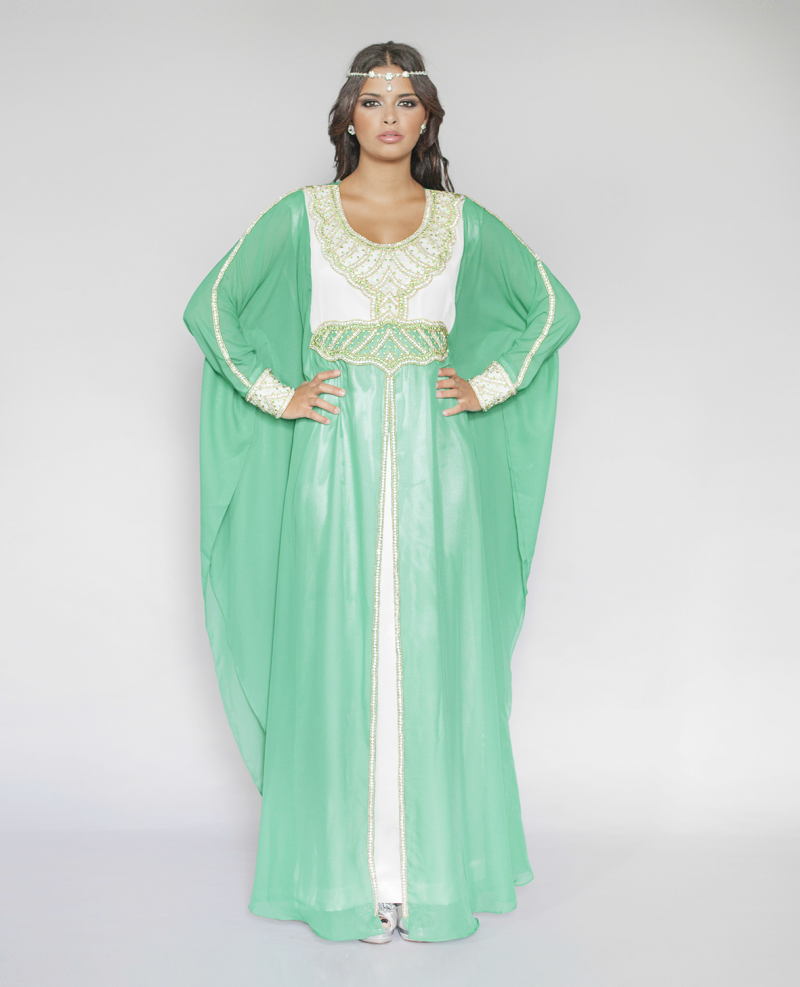  Abaya  Vert Dubai le Caftan