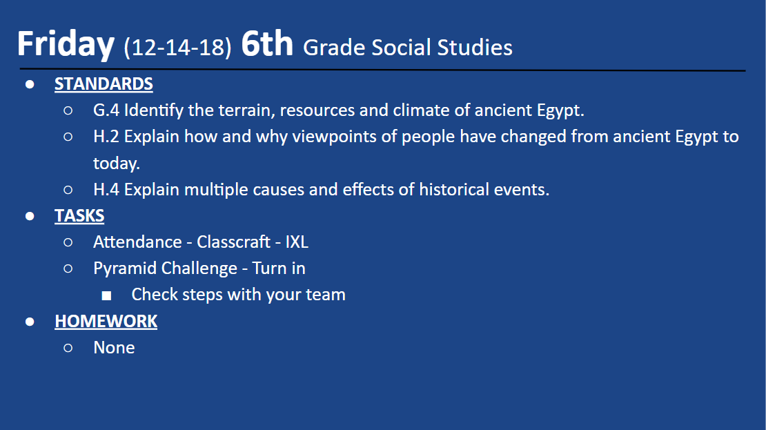 6th Grade Daily Lessons