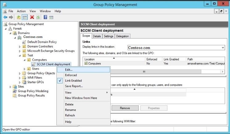 SCCM 2012: Client Installation Using Group Policy