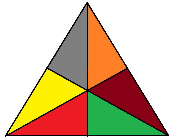 Треугольник поделенный на части. Разделить треугольник на 6 треугольников. Треугольник на 6 частей. Разделить треугольник на треугольники. Разделить треугольник на 6 треугольников.