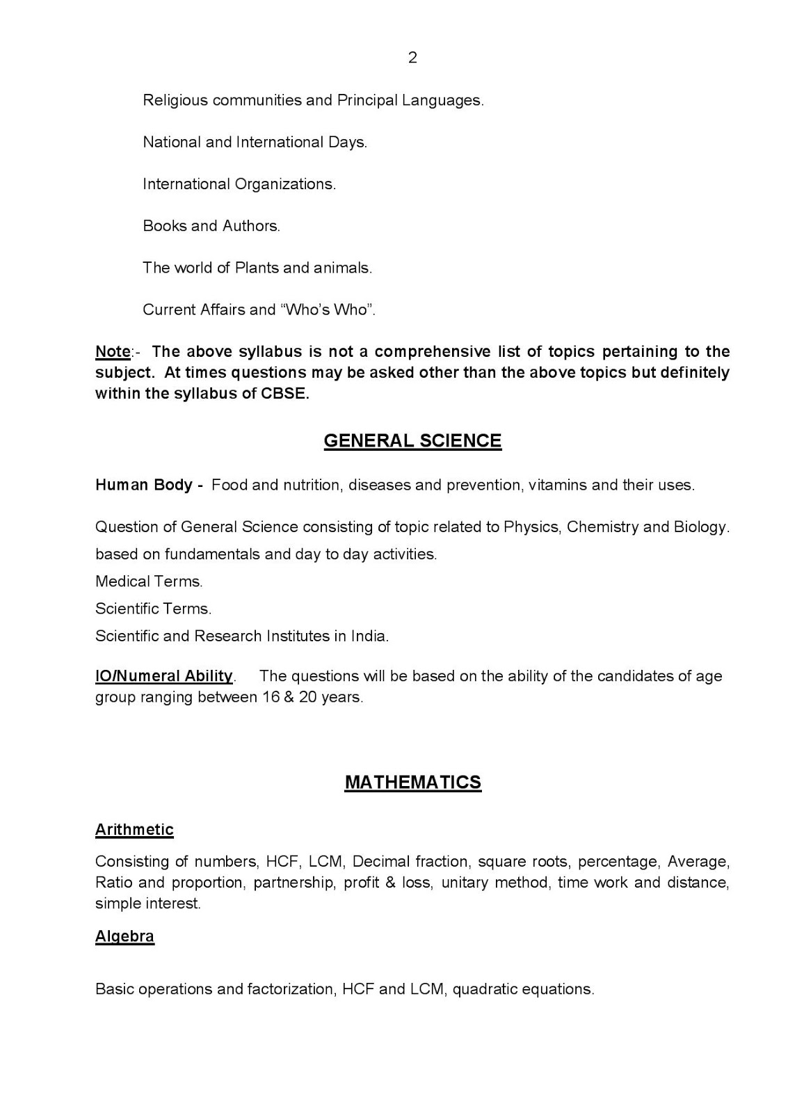 Indian Army General Duty Syllabus Indian Army GD Syllabus
