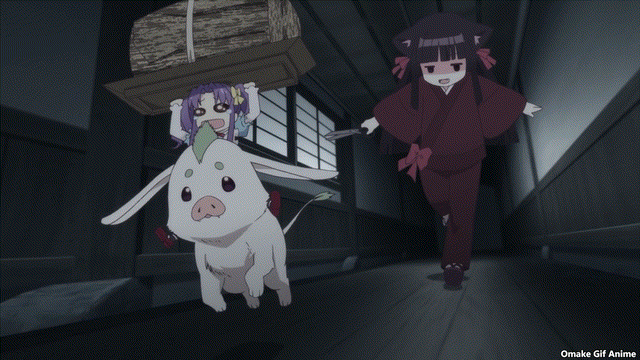 Joeschmo's Gears and Grounds: Omake Gif Anime - Konohana Kitan - Episode 5  - Sakura Has Scissors for Okiku Doll