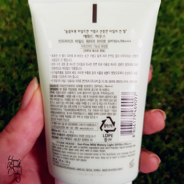 Review; Etude House's Sunprise Mild Watery Light SPF50 / PA+++
