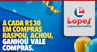 Promoção Lopes Supermercados Raspoi Achou Ganhou Vale Compras