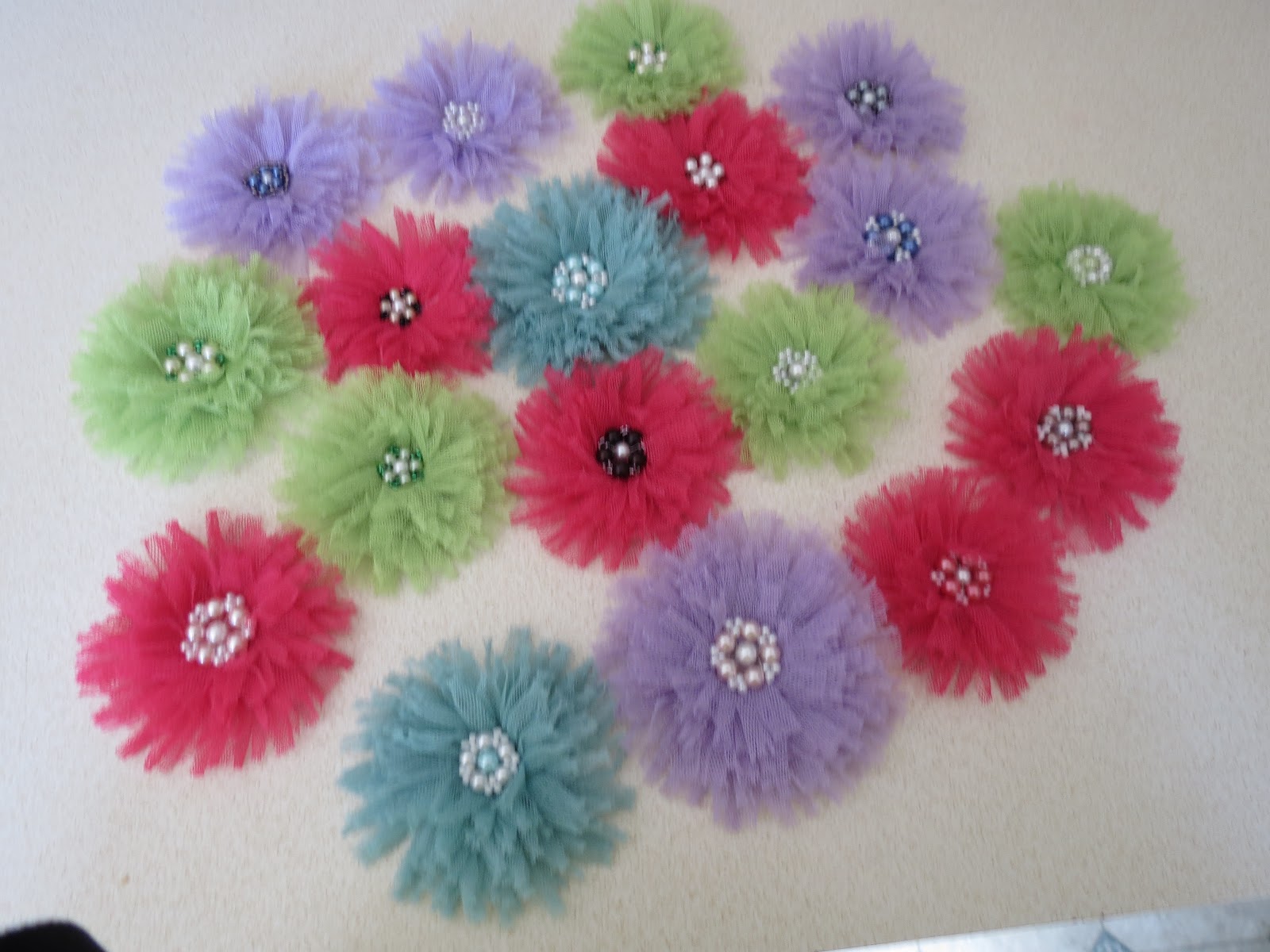 Valentina's craft room Handmade Flowers with Handmade Beaded Centres