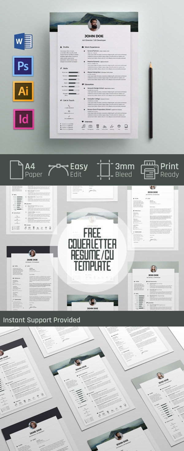 Download Template CV Word 100% Gratis - Free Cover letter and Resume / CV Template