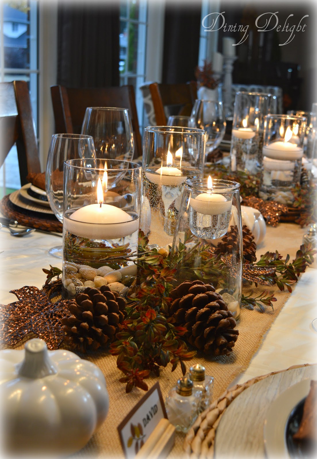 Dining Delight Thanksgiving Tablescape With Cylinder Vase Centerpiece