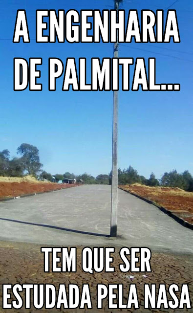 Palmital: E no meio da rua, o poste!