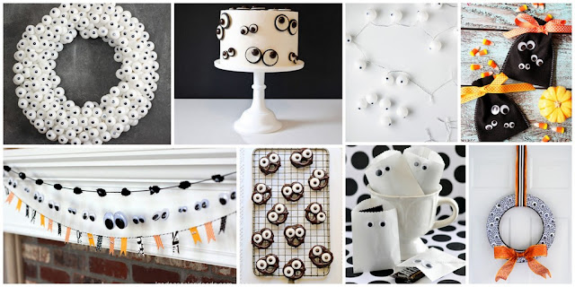 A collection of googly eye Halloween DIY decorations and recipes 