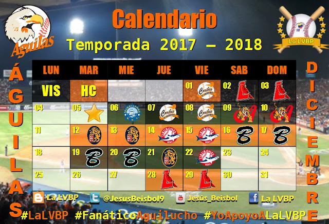Calendario Aguilas Del Zulia 2017-2018 AGUI3