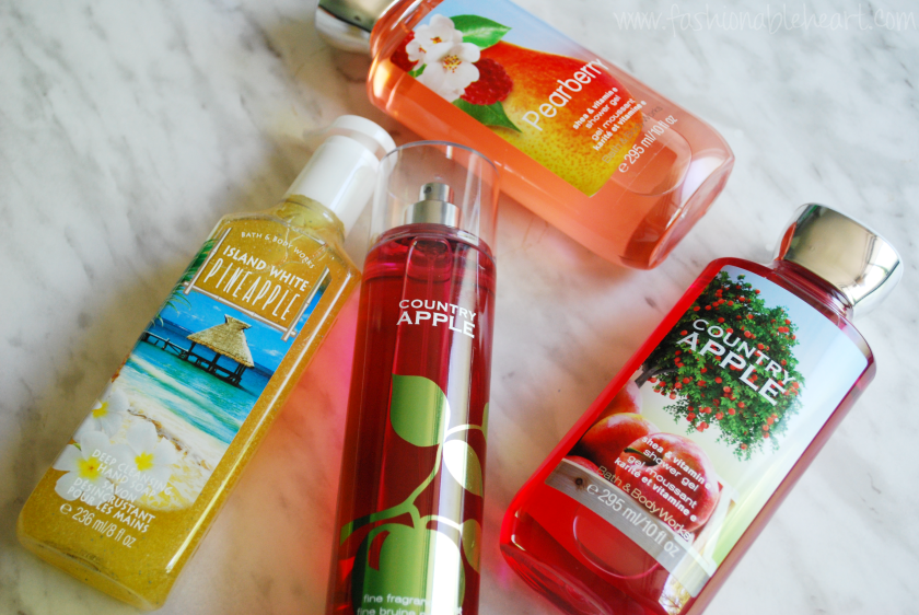 bath and body works haul old favorites country apple pearberry pineapple soap bath gel spray bbloggers bbloggersca summer