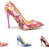 Pantofi de ocazie cu flori, toc inalt, Stiletto - negri, albastri, roz