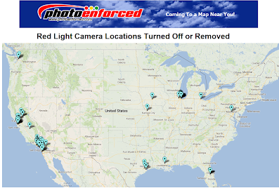 Map of Cities That Have Removed Red Light Camera Locations