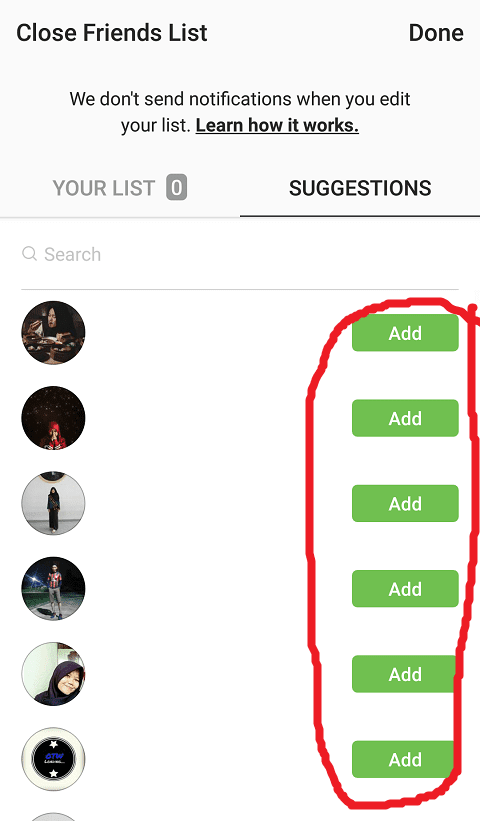 Tambahkan Orang ke Daftar Instagram