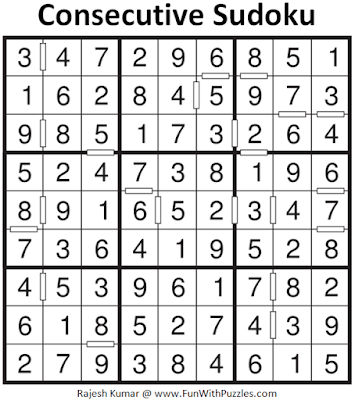 Answer of Consecutive Sudoku Puzzle (Fun With Sudoku #382)