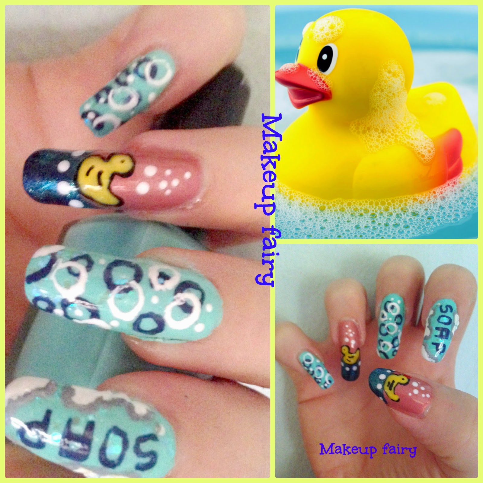 Tinklesmakeup bubbly bath with rubber duck nail art