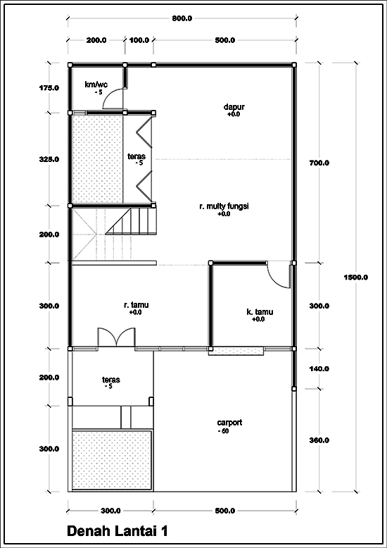 Denah rumah minimalis tiga lantai luas 171m2 4 kamar tidur