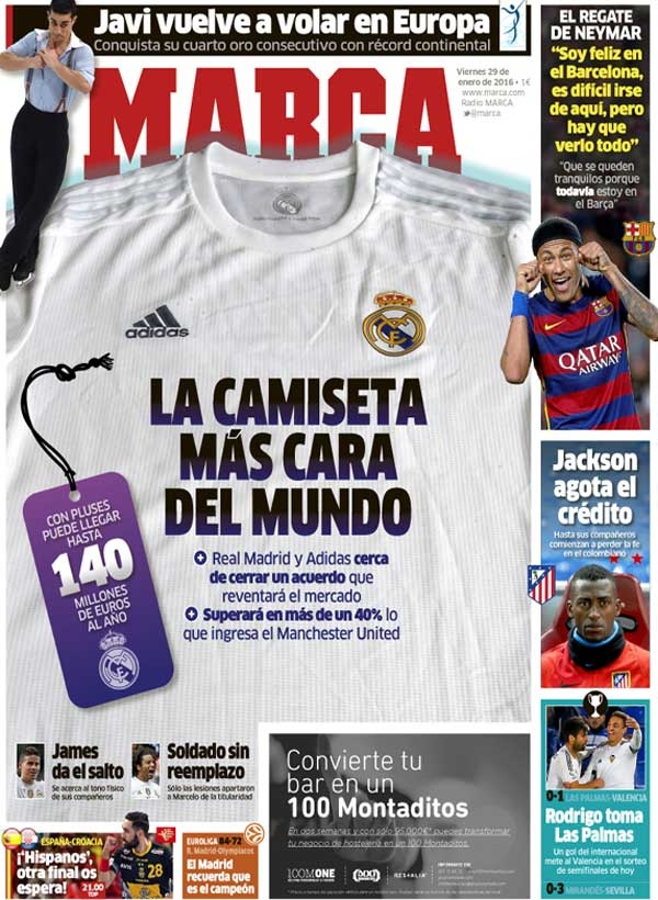Real Madrid, Marca: "La camiseta más cara del mundo"