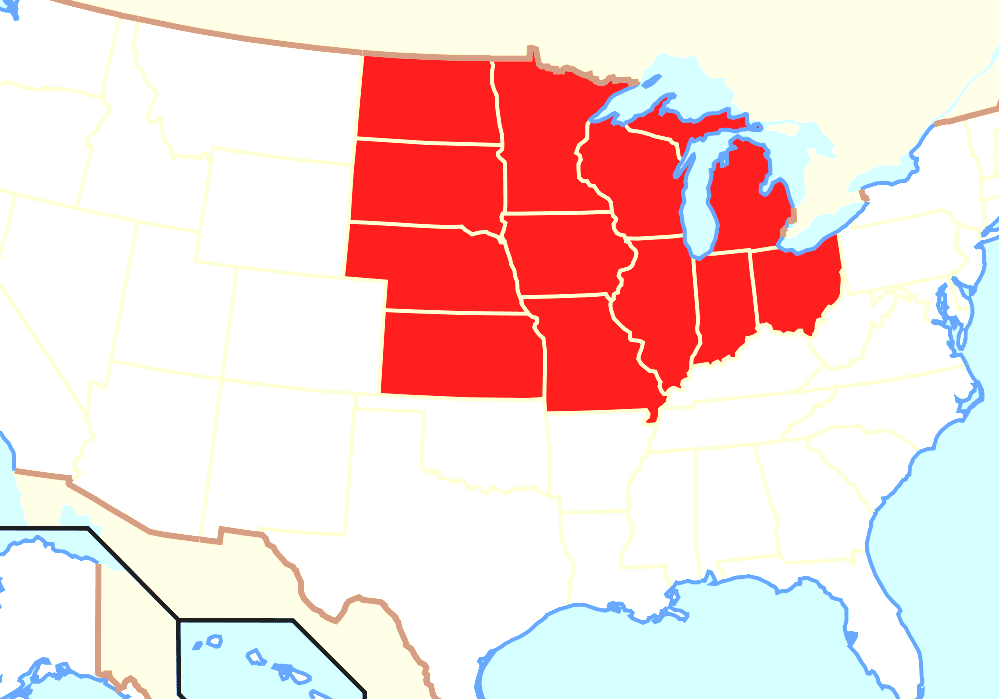 Midwestern United States - Minnesota Iowa Map