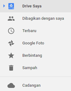 Tampilan Menu Google Drive Saya