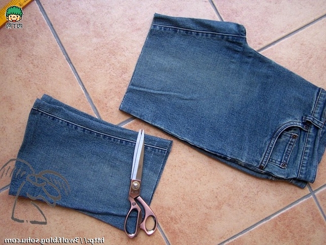 How to sew shorts from old jeans.