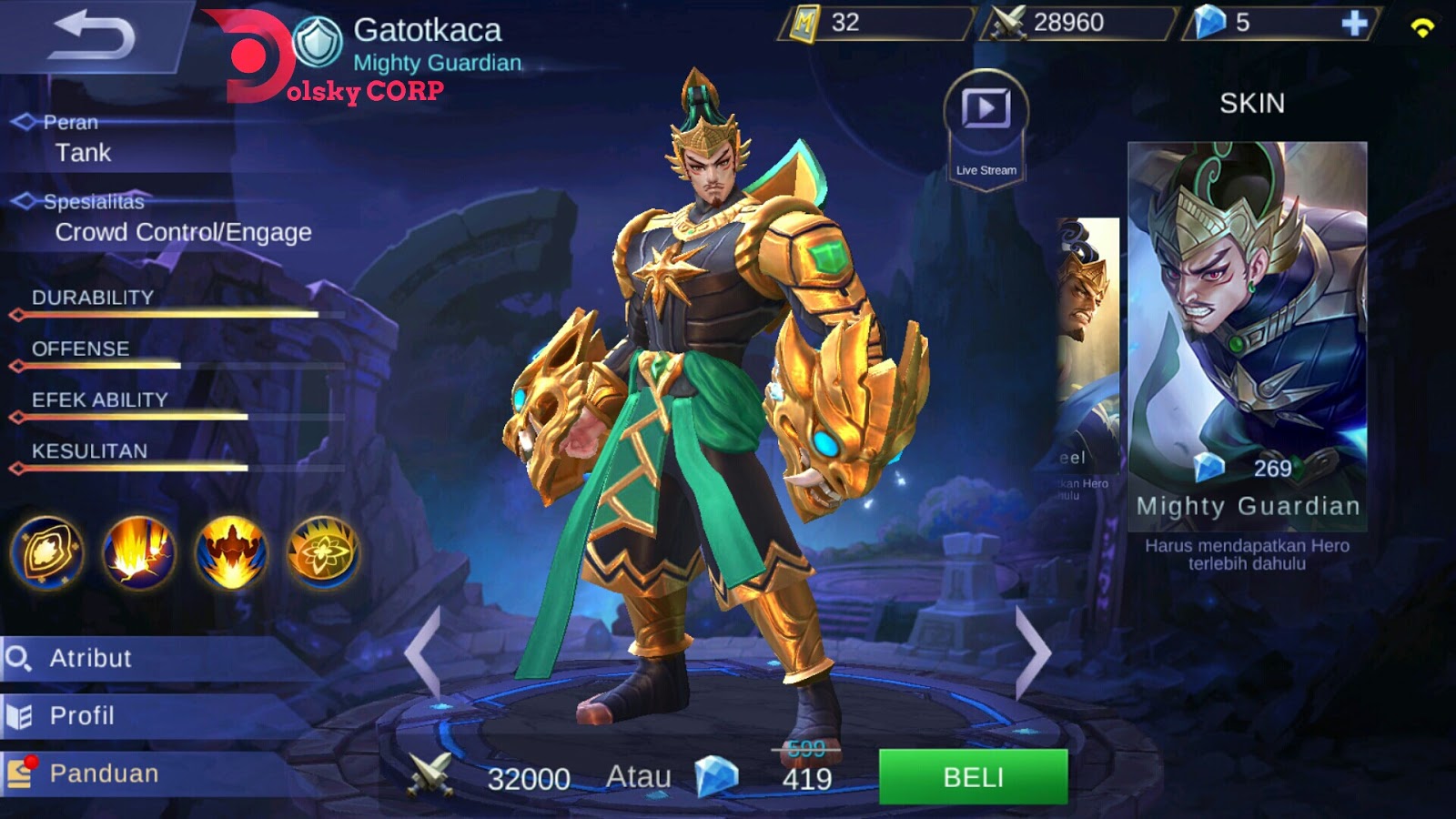 Hero Gatotkaca Mighty Guardian Magic Attack Damage Builds Set