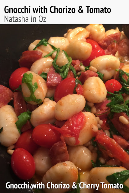 Gnocchi with chorizo and cherry tomatoes #recipe