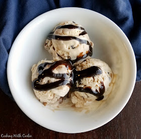 Super simple no churn ice cream sweetened with the goodness of dulce de leche and studded with bits of sugar cones, mini chocolate chips and a chocolate swirl. Make your sundae dreams come true with every bite! three scoops of ice cream drizzled with hot fudge