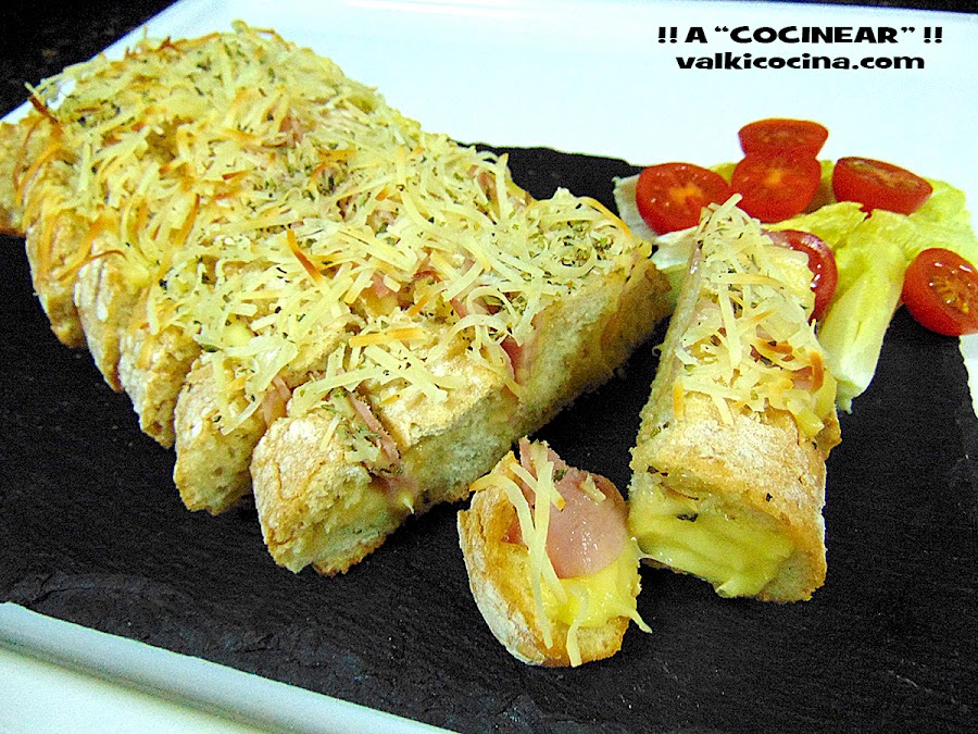 Pan relleno de jamón y queso